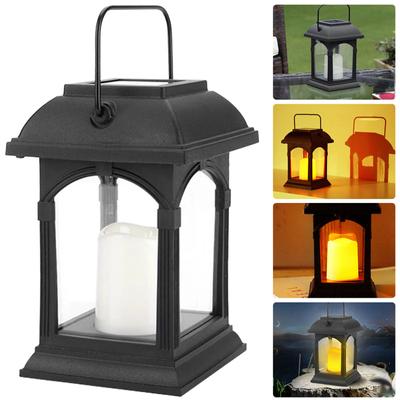 Retro Led Solar Candle Lights With Handle Ip44 Waterproof Outdoor Garden Hanging Decorative Table