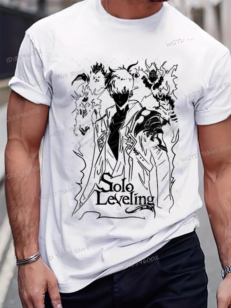 Anime Solo Leveling Tričko Vtipná grafika Sung Jin-Woo Pánské oblečení Krátký rukáv O-výstřih Topy Komiks Solo Leveling Bílá trička