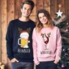 Winedeer Reinbeer Sweatshirts Funny Christmas Couples Reindeer Casual Fashion Soft Comfortable Autumn and Winter Thermal Hoodie