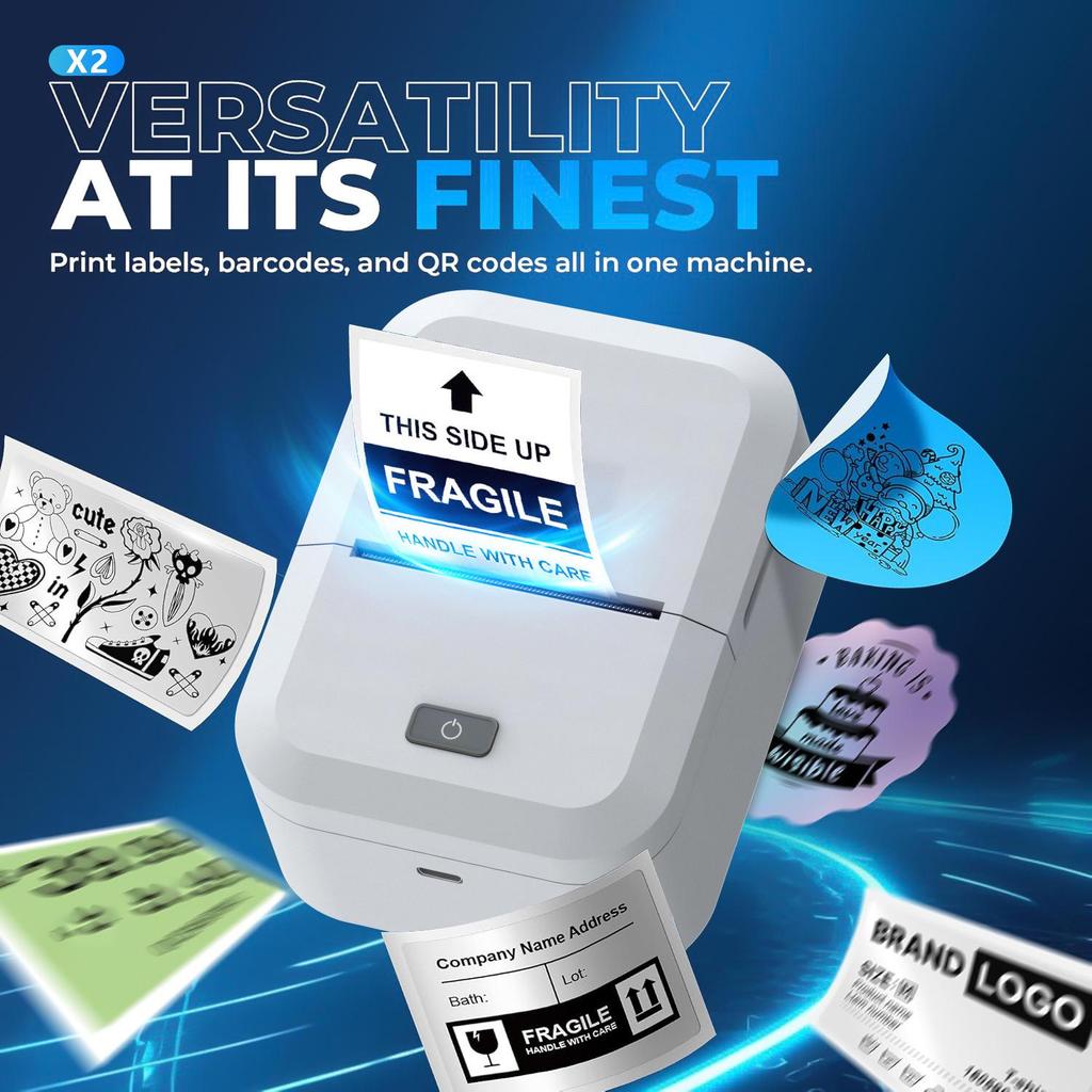 X2 Dual-Mode Inkless Thermal Label Printer for Computer & Mobile, Bluetooth QR Code Capable