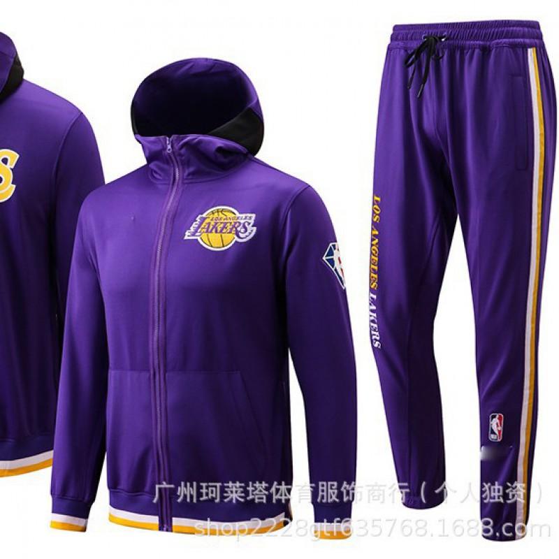 Maglia da allenamento da basket a maniche lunghe con cappuccio squadra NBA uomo Lakers Cavaliers Celtics Jazz Bulls Spurs Warriors