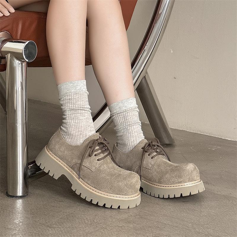 

2024 Осень Ретро Британские Дерби на среднем каблуке - Унисекс Парный стиль, Модель интернет-знаменитости 1039-J 38