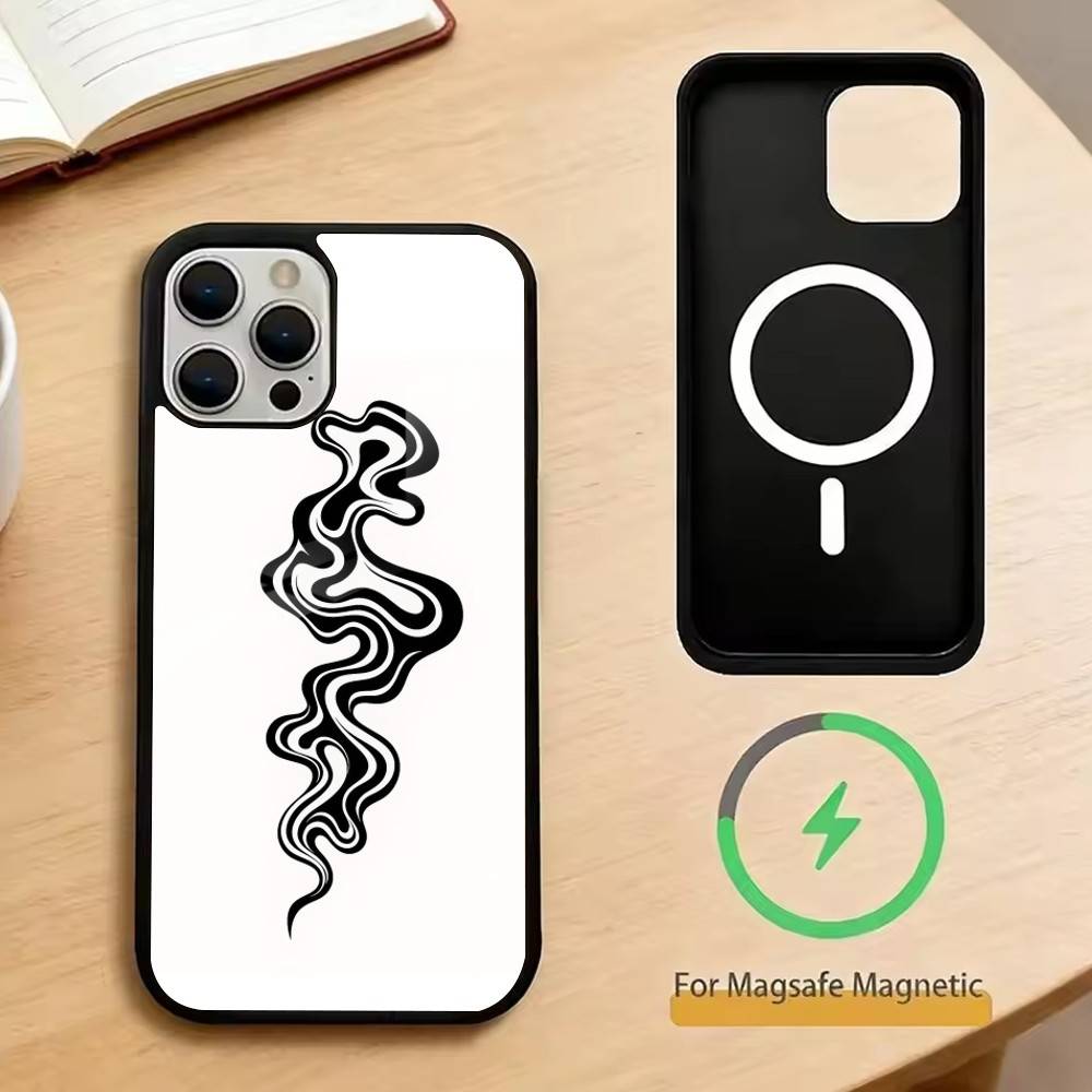 Abstract wavy line art design Phone Case For iPhone17,16,15,14,13,12,11 Plus,Pro Magnetic with Magsafe Wireless Charging