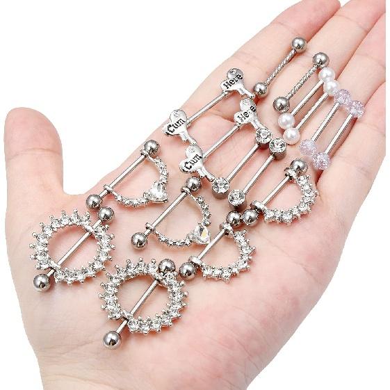 Cisyozi 14G кольца для сосков круглые CZ в форме сердца ювелирные изделия для сосков — фото 4