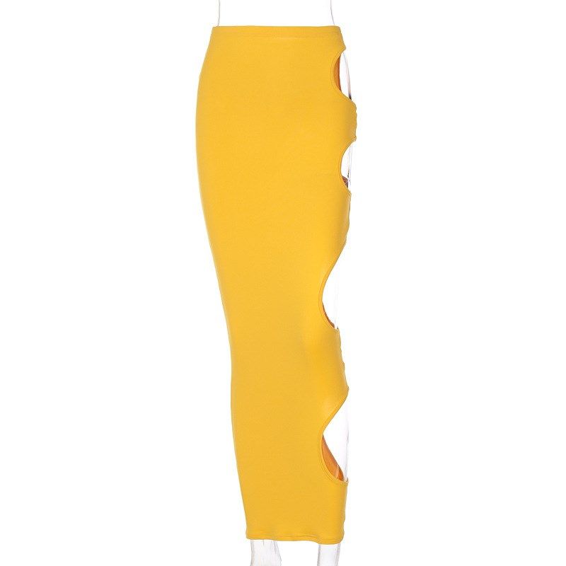 

Women s New Spring Fashion Sexy Side Hip Skirt Yellow L