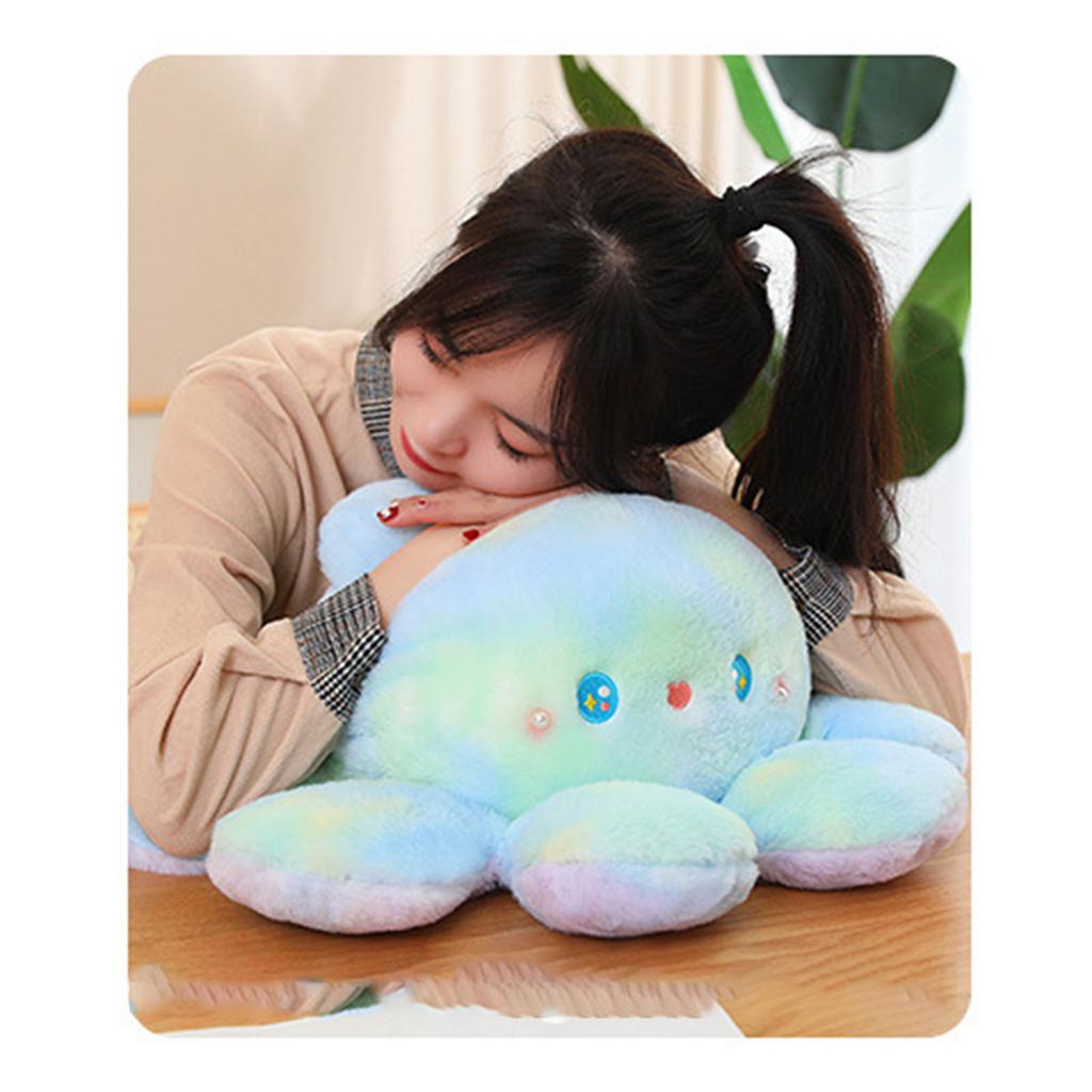 Reversible Octopus Doll Gradient Color Cute Bunny Ear Octopus Plush Toy Double Sided Stuffed Animal
