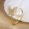 Korean Light Luxury Pearl Ring for Women – High-End Adjustable Index Finger Jewelry, Customizable Setting.