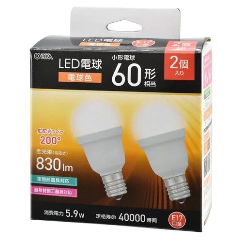 OHM Electric Small LED Bulb E17 Base 60W Equivalent Natural Light Day White 2-Pack LDA6N-G-E17 IS53 2P