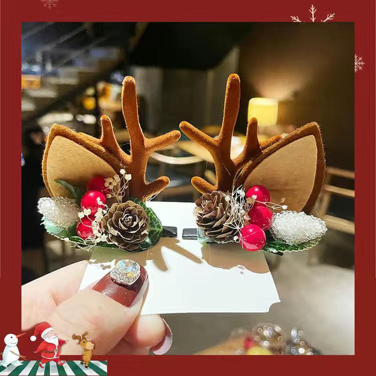 Barrette Serre-tête Bois de Faon Style Mori - Accessoire de Cheveux de Noël Mignon d'Inspiration Féerique pour Femmes