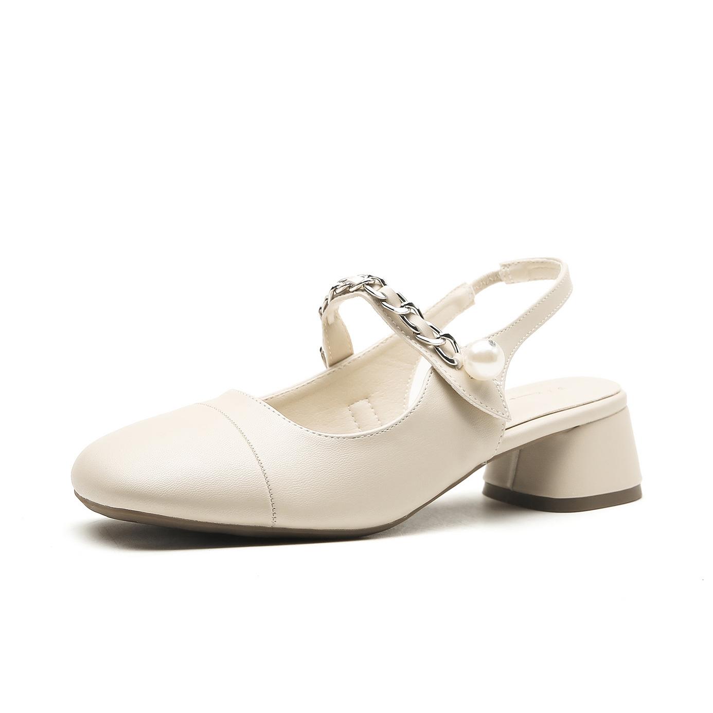 

Leather flat for Huizhou women s shoes heels color matching cool slippers women s summer new bag head empty sandals 35 абрикосовый