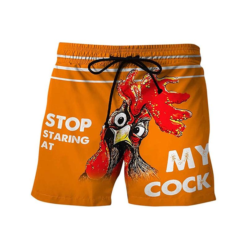 Funny Chicken Swimming Shorts 3d Printed Surfing Board Beach Shorts Men's Swim Trunks Streetwear Summer Fashion Short Pants
