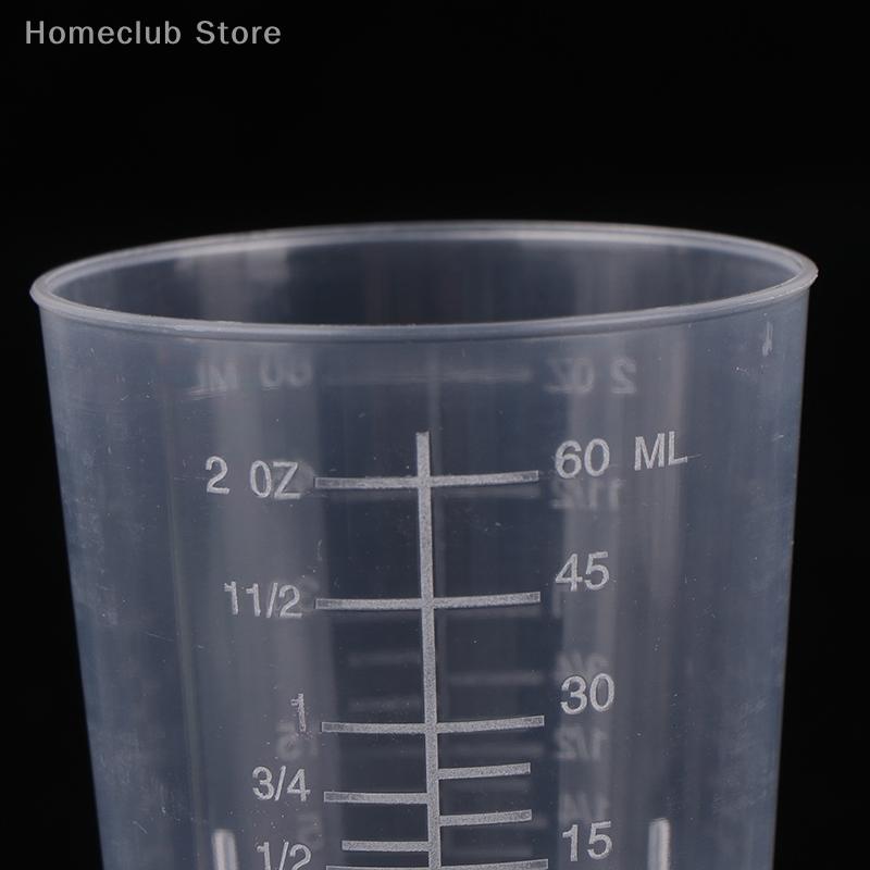 10Pcs 60ML Measuring Cup Transparent Plastic Scale Beaker Cups Lab Graduated Liquid Container Without Handle Kitchen Baking Tool