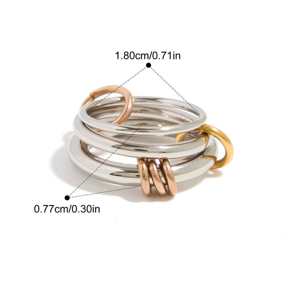 Yori Stainless Steel Links Stacked Rings Waterproof 2025 PVD Real Gold Plated Jewelry Bijoux Gift Wholesale