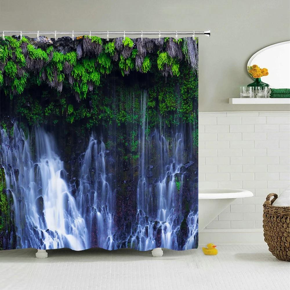 Bath Curtain 3d Printing Window Scenery Forest Shower Curtains 180*200cm Waterproof Bathroom Curtain Washable Fabric With Hooks