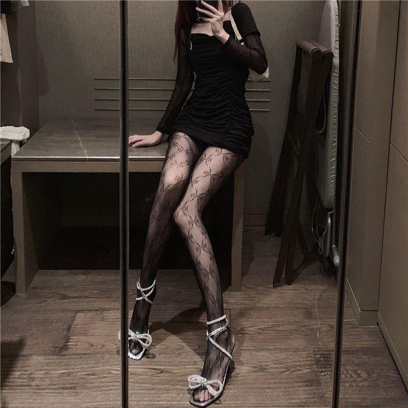 Bas résille noirs à cinq pointes pour femmes - Style Loli JK doux et cool, Conception anti-accrochage