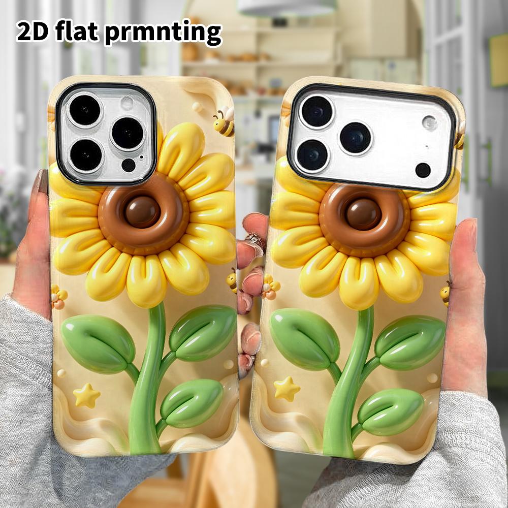 Phone Case: 2D Flat Design Suitable for iPhone 18 17 16 15 14 13 Pro Protective Case, Sunflower, Christmas and Halloween, Perfect Holiday Gift