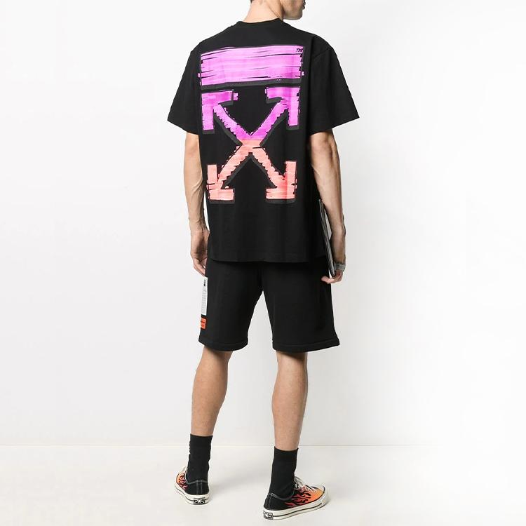 Off-White Marker Short-Sleeve Over Tee Black/Fuchsia Men Tops OMAA038R21JER0021032