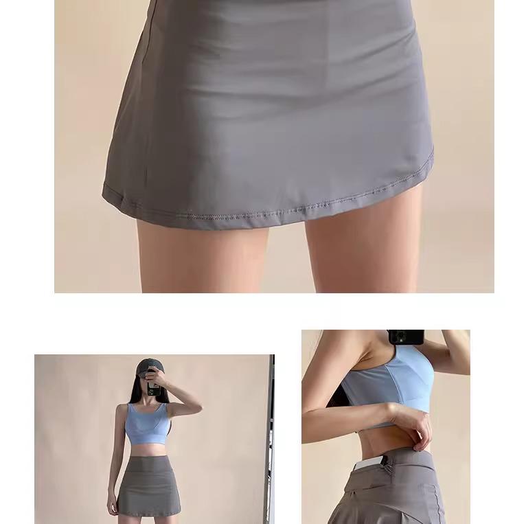 Plus Size Pleated Skort with Inner Lining for Running, Yoga, and Tennis