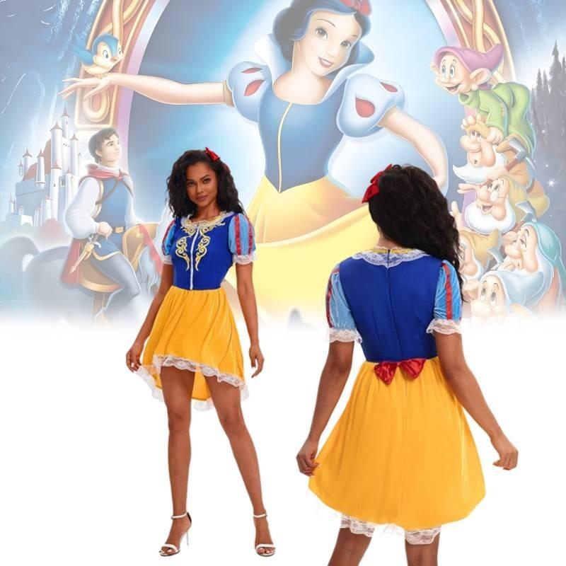 Elegant Halloween Snehvide Kjole Cosplay Kostume Til Voksne Med Tilbehør