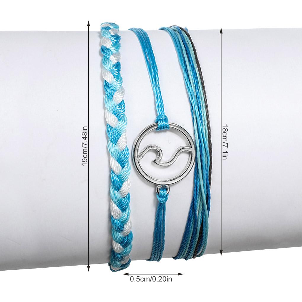 Hemp Rope Braided Bracelet Jewelry Multicolor Three-piece Set Unisex Gift