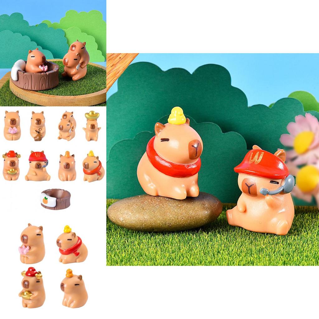 Adorable Capybara Figurine Resin Blind Box Desktop Decor Cartoon Style