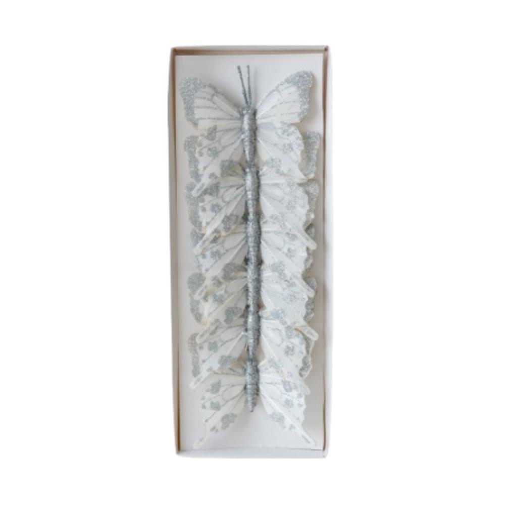 Plastová vánoční třpytivá motýlí přívěsek DIY vánoční stromek závěsná dekorace domácí vánoční výzdoba