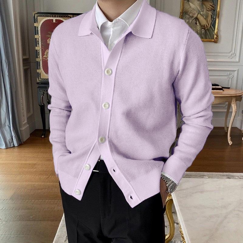 Men s Casual Button Knit Cardigan for Spring and Autumn L фиолетовый