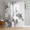 Landscape Ink Painting Tulle Window Curtains Living Room Organza Yarn Sheer Voile Curtain Bedroom Kitchen Home Decor Drape