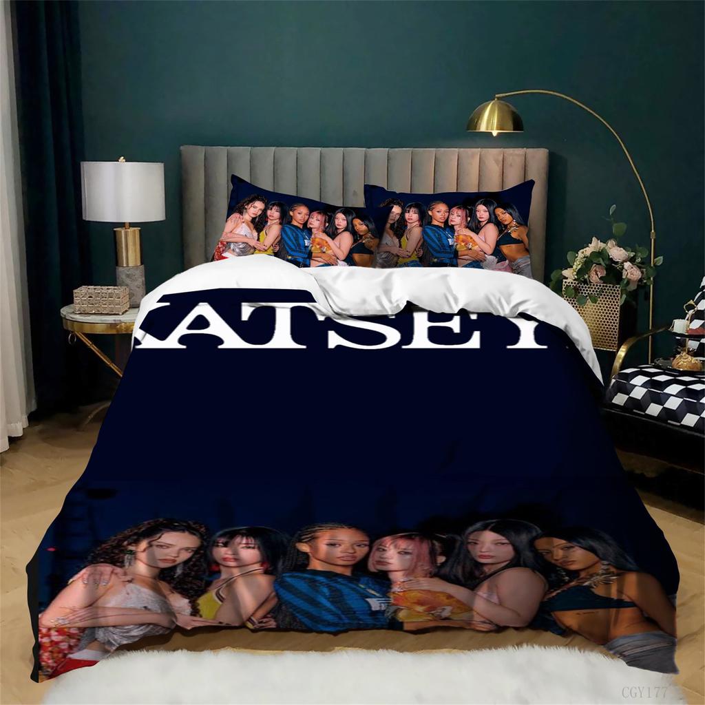 3-Pcs Katseye All-Season Bedding Set Soft Breathable Duvet Cover Set Lightweight 3D Graphic K-Pop Quilt Cover for Girls