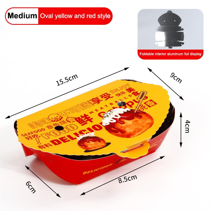 100Pcs Aluminum Film Disposable Octopus Ball Packaging Box Heat Preservation Japanese Street Food Takoyaki Takeaway Snack Pack