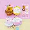 1Pcs Cute Sweetheart Circle Animal Plush Pendant Rabbit Dolphin Cat Doll Keychain For Girls Gifts Creative School Bag Decoration