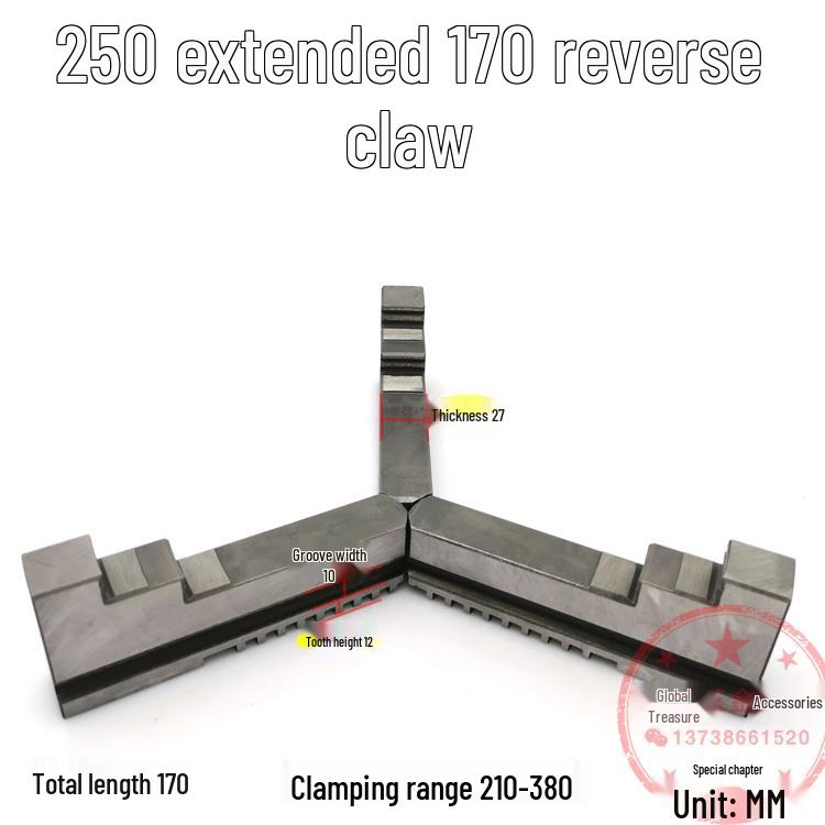 250mm & 500mm Extended Three-Jaw Chuck with Adjustable Jaws