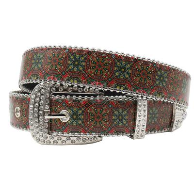 Rhinestone Belt Printed Women's High-end Pattern Women's Belt Retro Literary and Ethnic Style Fashion Trend Belt