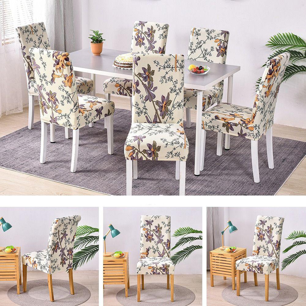 Printed Chair Cover Elastic Stretch Seat Cover Retro Chair Slipcover  Kitchen Use