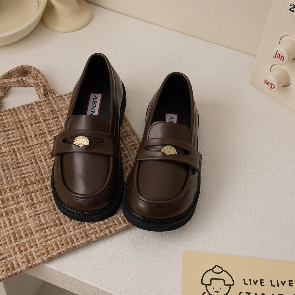 Mokasyny dziecięce Wiosna i Jesień Buty do występów dla dziewcząt Retro Styl Kolegialny Skórzane buty