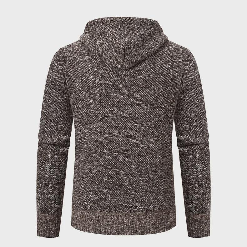 Herrstickad kofta med huva och sammetsfoder - Casual ytterkläder för höst och vinter.