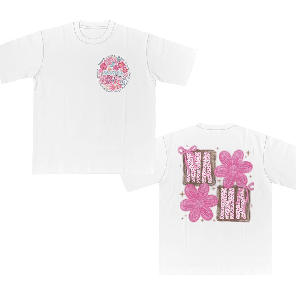 Floral Mama Print Tshirts For Women Summer Short Sleeve Round Collar Tee Shirt Creative Design Graphic Tops Gifts Tees For Mom