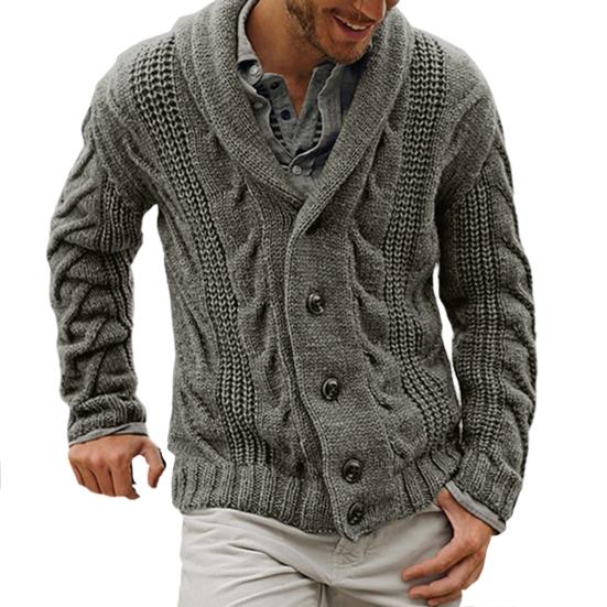 Manshanwangluo Heren trui jas katoenmix knoopsluiting lange mouw mode vest trui voor herfst winter 2XL