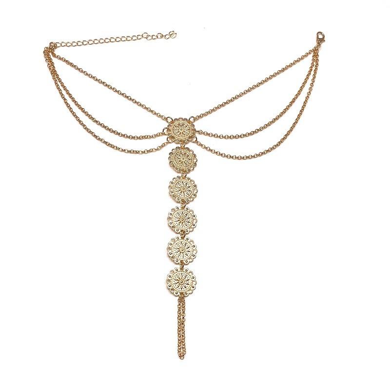 

Модная модная металлическая текстура с резной пляжной струящейся цепочкой для ног