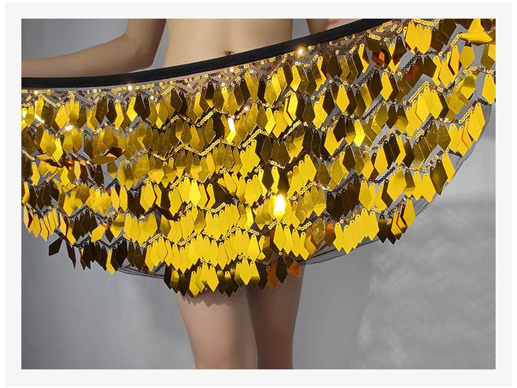 2023 Women's Sequined Belly Dance Hip Scarf Skirt Halloween Costume Set