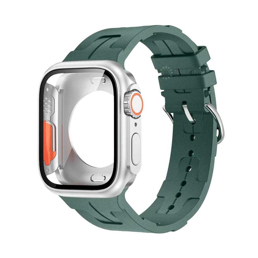 Original Silicone Band &Change To Ultra Case For Apple Watch 9 8 7 6 SE 5 4 Strap For iWatch Series 44mm 45mm 42mm 41mm Bracelet