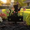 Acrylic Cat Silhouette Decor Kitten Garden Stake, Decorative Yard Sculpture with Flowers And Outdoor Lawn Ornament Butterflies, Waterproof Art