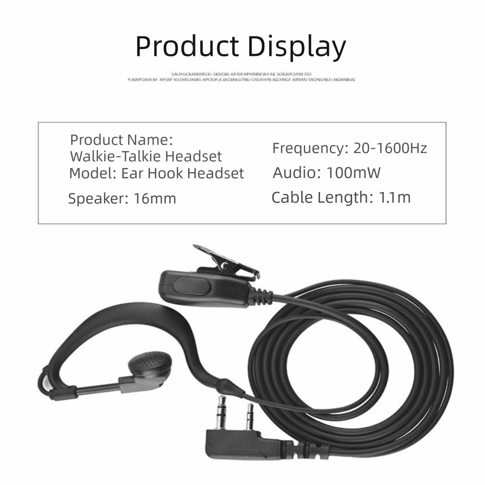 Earhook Design Walkie-Talkie Headset Wired Walkie Wired Headset Walkie Wired Earphone Daily Use