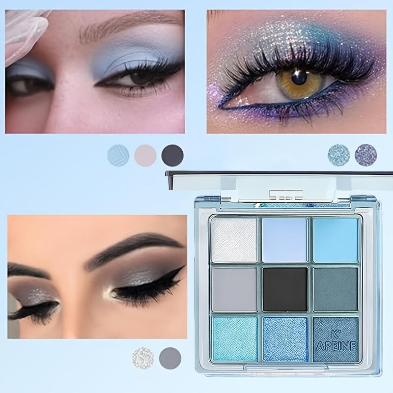 9-Farben-Lidschattenpalette, Schimmernder & Matter Meeresfarb-Lidschatten-Set, Hochpigmentiertes Irisierendes Augen-Make-up für Party & Tägliche Looks