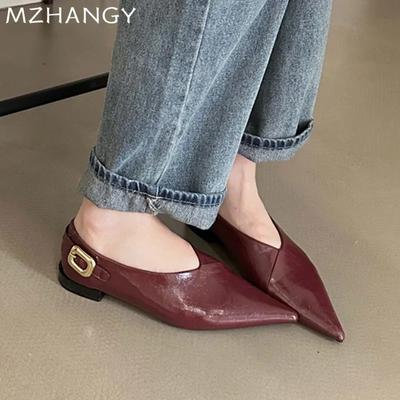 Fashion Women Leather Heels Shoes Pointed Toe Designer New Sandals Woman 2024 Trend Autumn Dress Shoes Elegant Fashion Mujer Zapatillas