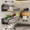 No-Drill Wall-Mounted Carbon Steel Kitchen Storage & Spice Rack