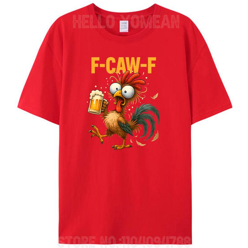 Хэллоуин Юмор Петух Пьяная Курица Петух Пьет Пиво Мем F-Caw-F Мужская Футболка 100% Хлопок Fcawf Tees S