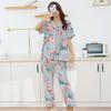 Cotton and silk pajamas women's spring and summer short-sleeved large-size suit spring and autumn thin cartoon printed loungewear