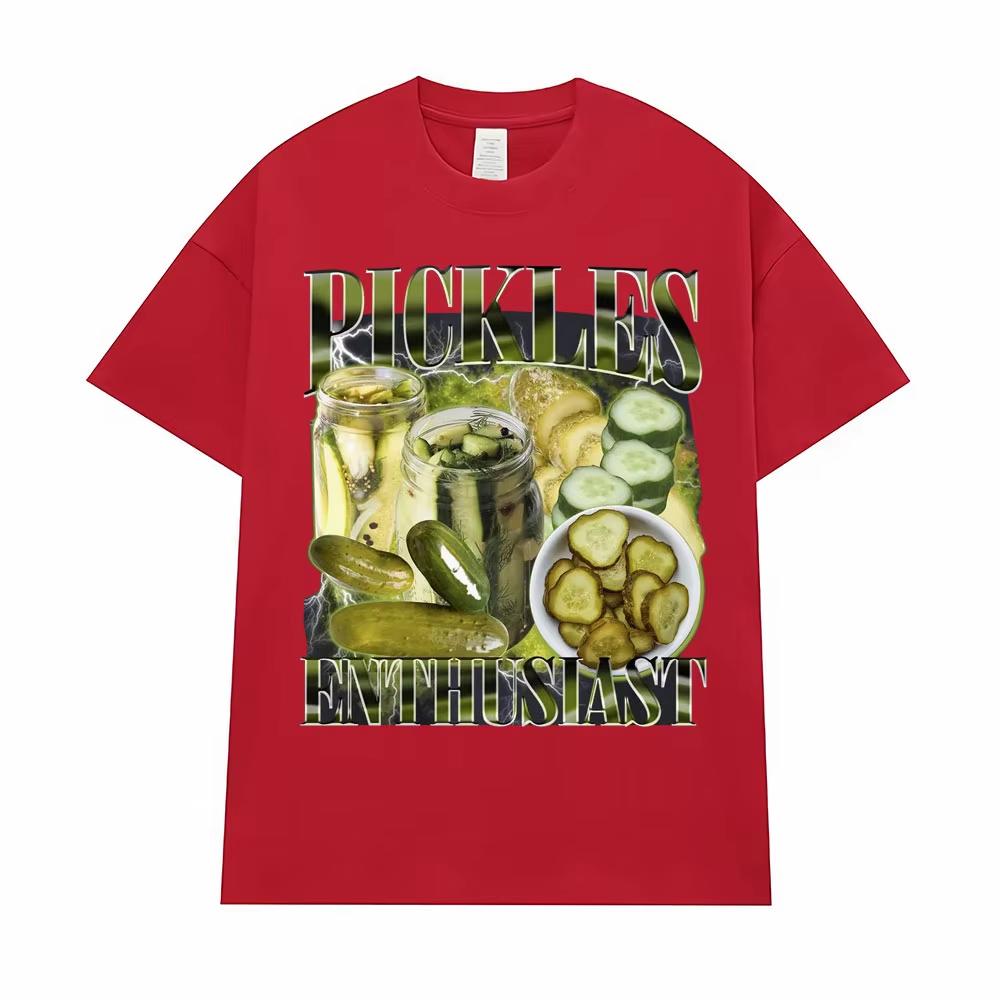 Vintage Pickle Enthusiast Funny Meme T Shirts Men Women Fashion Hip Hop Casual 90s Graphic T-shirt Tees Cotton Oversized T Shirt