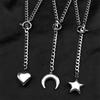 Heart Star O-ring Long Chain Necklace For Women Men Punk Rock Stainless Steel Adjustable Y-Necklace